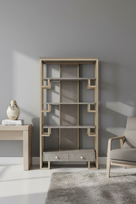 Luxus Edelstahl Vitrine Holz Designer Schrank Vitrinen Regal Schränke