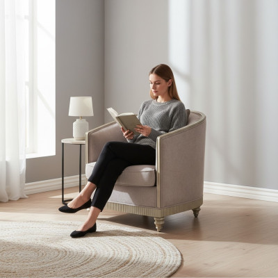Wohnzimmer Luxus Sessel Hotel Polster Deko Moderne Einsitzer Designer Grau