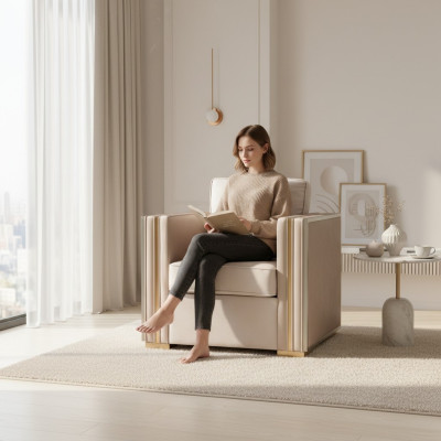 Designer Wohnzimmer Einrichtung Sessel Einsitzer Polster Sofa Couch