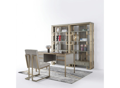 Hochwertige Designer Büro Einrichtung Stil Möbel Tisch Sessel Vitrine 4tlg.