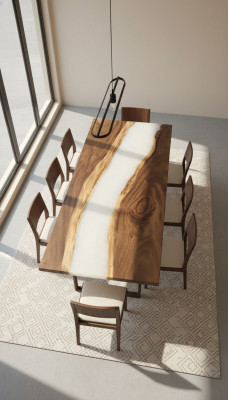 Wasserfall epoxy tisch giessharz esstisch epoxid harz echtes holz massive