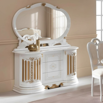 Klassische Kommode Anrichte mit Spiegel xxl Schrank Sideboard Italienische Möbel