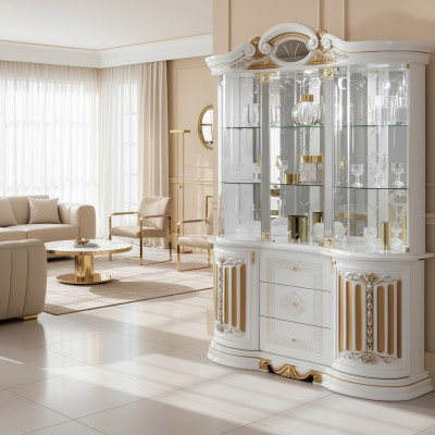 Italienische Luxus Möbel xxl Vitrine Kommodenschrank Glas Designer Schrank Neu