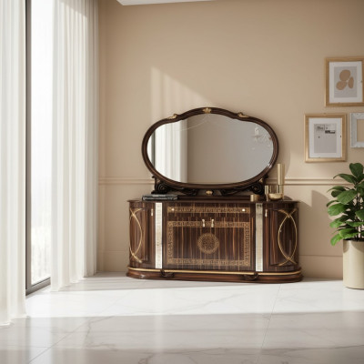 Klassische Anrichte mit Spiegel Kommode xxl Schrank Sideboard Italienische Möbel