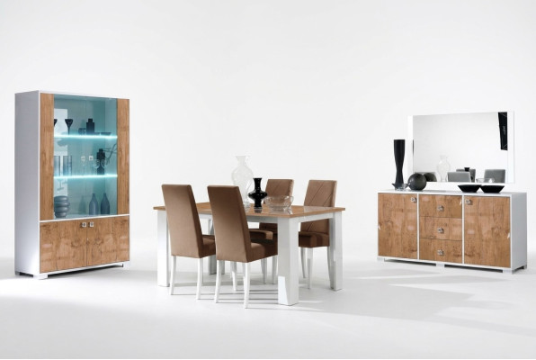 Esszimmer Garnitur Set Rtv Tisch 4x Stühle Vitrine 7tlg Komplett Luxus Möbel Neu