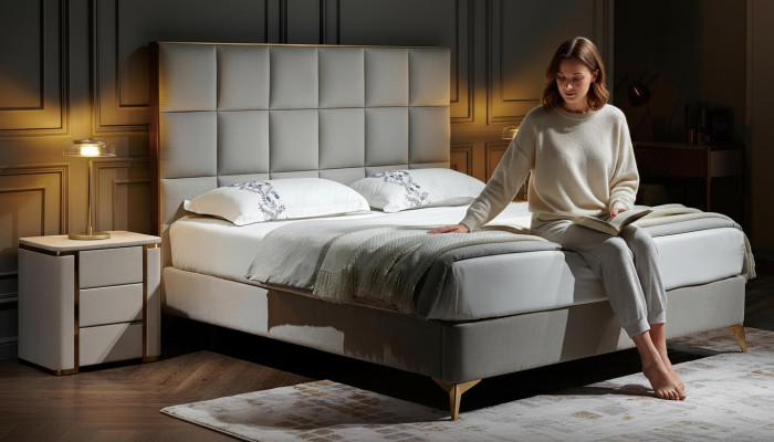 Bett 2x Nachttisch 3 tlg. Schlafzimmer Set Designer Luxus Gruppe Neu Garnitur