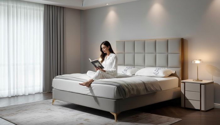 Design Bett Schlafzimmer Betten Textil Hotel Luxus Polster Sitz Stoff Möbel Neu