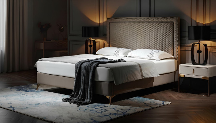 Doppelbett Bett Ehebett Design Luxus Luxur Polsterbett Designbett Leder Betten