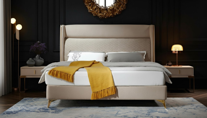 Bett 2x Nachttisch 3 tlg. Schlafzimmer Set Designer Hotel Garnitur Betten Neu