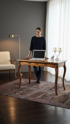 Sekretär Büro Möbel Schreibtisch Computertisch Massiv Holz Schubladen Tische