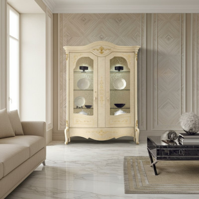 Luxus Vitrine Scchrank Klassische Vitrinen Wohnzimmer Schränke Anrichte Holz Neu