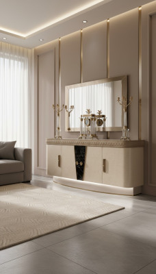 Kommode mit Spiegel Holz Kommoden Möbel Schrank Schlafzimmer Luxus Sideboard Neu