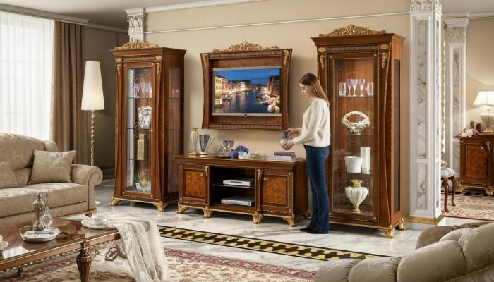 tv Ständer Schrank Luxus Wohnwände Wohnzimmer Zeile Neu Set Vitrine Holz Möbel