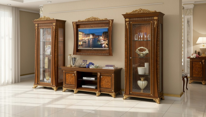 tv Ständer Schrank Luxus Wohnwände Wohnzimmer Zeile Neu Set Vitrine Holz Möbel
