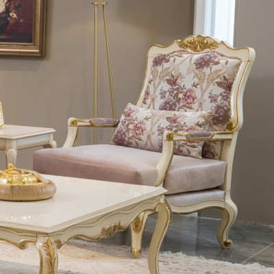 Luxus Möbel Design Sessel klassisches Design Thron Textil Wohnzimmer