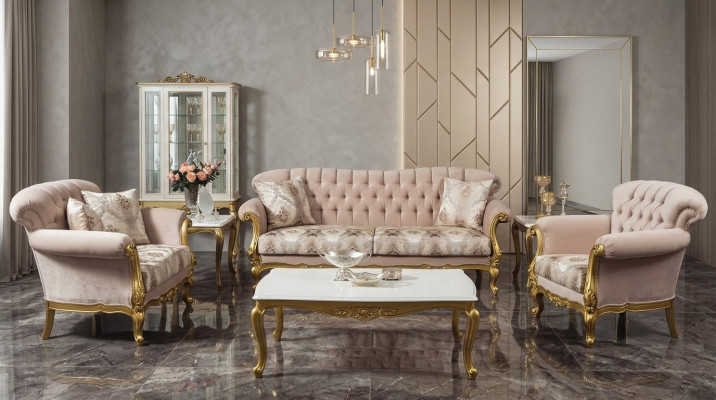 Luxus Dreisitzer Sofa 3 Sitz Sitzer Stoff Couch Möbel Stil Textil Italien