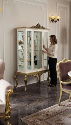 Vitrine Luxus Regal Holz Anrichte Schränke Wohnzimmer Glasschrank Neu