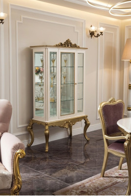 Vitrine Luxus Regal Holz Anrichte Schränke Wohnzimmer Glasschrank Neu