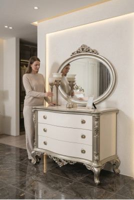 Luxus Kommode Möbel Sideboard Kommoden Anrichte mit Spiegel 2tlg Set Neu