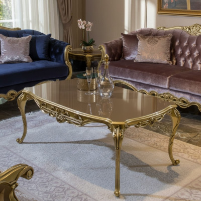 Goldener Couchtisch Beistelltisch Kaffeetisch Design Tisch Wohnzimmer