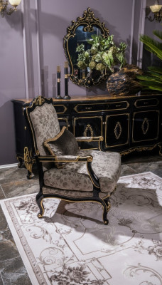 Sessel Polster Designer Textil 1 Sitzer Polster Einsitzer Möbel Barock