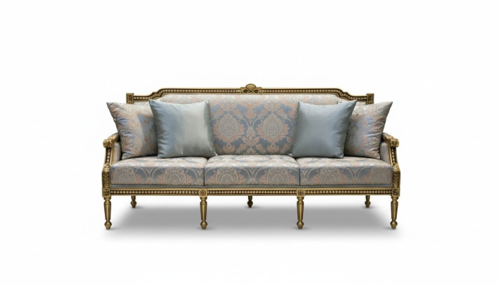 Dreisitzer Couch Polster Sofa 3 Sitz Luxus Sofa Zimmer Blauer Dreisitzer