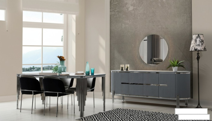 Esszimmer Set Luxus Esstisch Stuhl Gruppe Garnitur Holz Tisch Kommode Set 6tlg.