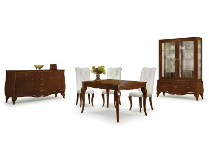 Garnitur Esszimmer Esstisch Stuhl Kommode Vitrine Tisch Tische Gruppe Set 7tlg.