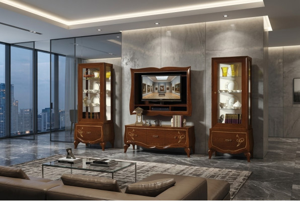 rtv Set Wohnzimmer Vitrine tv Modern Holz Möbel Schrank Stil Gruppe Italienische