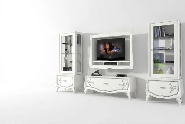 Garnitur rtv Set 4tlg. Wohnwand TV Lowboard Vitrine Sideboard Schrank Design Neu