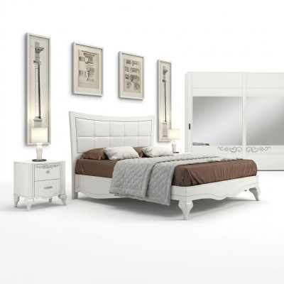 Bett Doppelbett Betten Polster Holz Designer Doppel Bettrahmen Weiß Bettgestelle