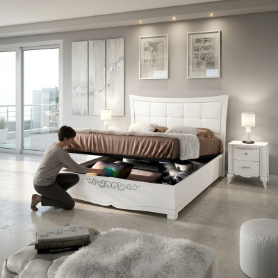 Garnitur Set 3tlg Schlafzimmer Bett Nachttisch Doppel Holz Modern Gruppe Betten