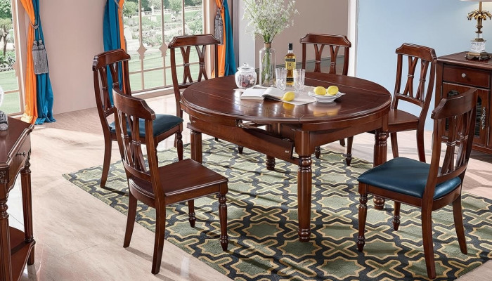 Garnitur Komplett Set Esstisch + 6 Stühle Esszimmer Gruppe Holz Tisch