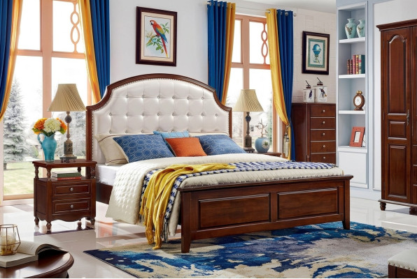 Bett Möbel Holz Design Betten Massiv Doppelbett Schlafzimmer klassisch