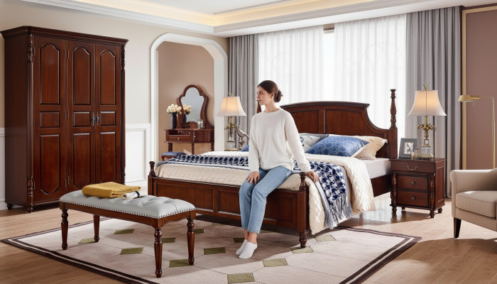 Betten Massiv Doppelbett Bett Möbel Holz Design Schlafzimmer klassisch
