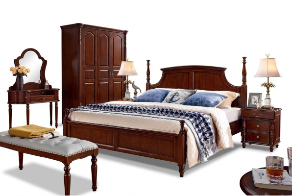 Betten Massiv Doppelbett Bett Möbel Holz Design Schlafzimmer klassisch