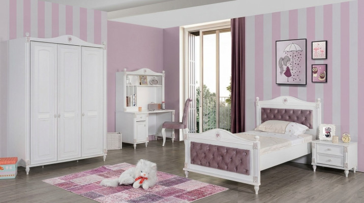 Jugendzimmer Bett Nachttisch Kleiderschrank Schreibtisch Schlafzimmer 4tlg Set