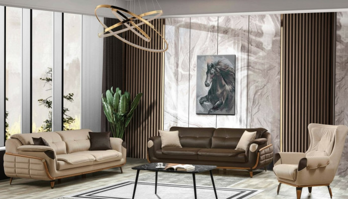 Sofagarnitur 3+3 Sitzer Sofa Sessel Sofas Relax Luxus Set Wohnzimmer