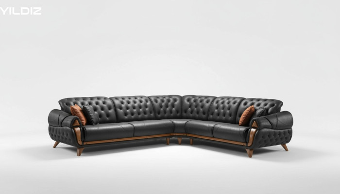 Wohnzimmer Leder Schwarz Sofa Sofas L-Form Sitz Farbe Ecksofa Couch