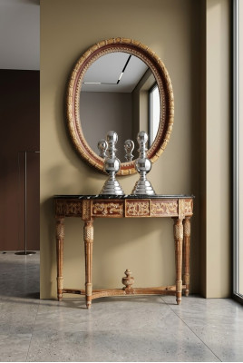 Holz Italienische Möbel 2tlg Set Möbel Stil Barock Konsolentisch mit Spiege Neu