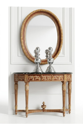 Holz Italienische Möbel 2tlg Set Möbel Stil Barock Konsolentisch mit Spiege Neu