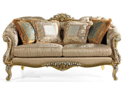 Klassischer Beiger Chesterfield Zweisitzer Polster 2-Sitzer Holzgestell
