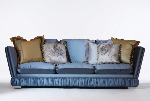 Klassische Dreibettzimmer Sofa Farbe blau Wohnzimmer Textil Sofa Klassiker