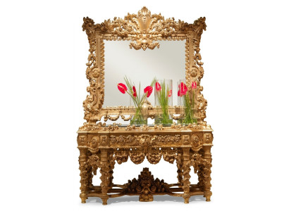 Konsolen Sideboard Tisch Kommode Echtholz Schnitzerei Spiegel Antik Stil Italien