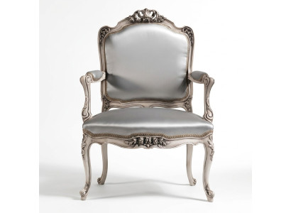 Esszimmer Stühle Luxus Sessel Stuhl Holz Silber Thron Barock Wohnzimmer Möbel