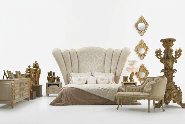 Chesterfield Großes Bett Kopfteil Bett Polsterung Hotelbett Farbe Weiß Klassisch
