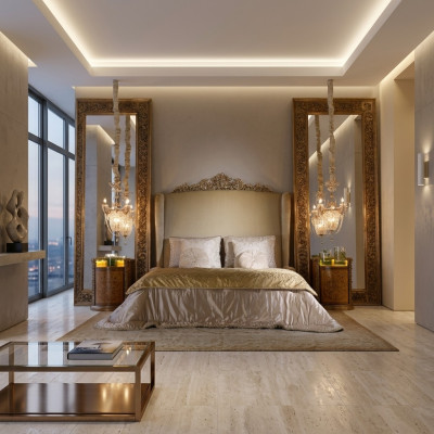 Chesterfield Großes Bett Kopfteil Betten Barock Rokoko Königlicher Stil Möbel