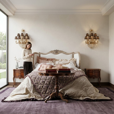 Klassisches Bett Doppelbett Chesterfield Luxus Möbel Italienische Einrichtung