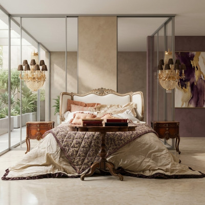 Klassisches Bett Doppelbett Chesterfield Luxus Möbel Italienische Einrichtung