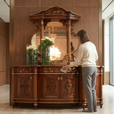 Kommode Anrichte Spiegel Set Echtes Holz Italienische Möbel Antik Stil Kommoden